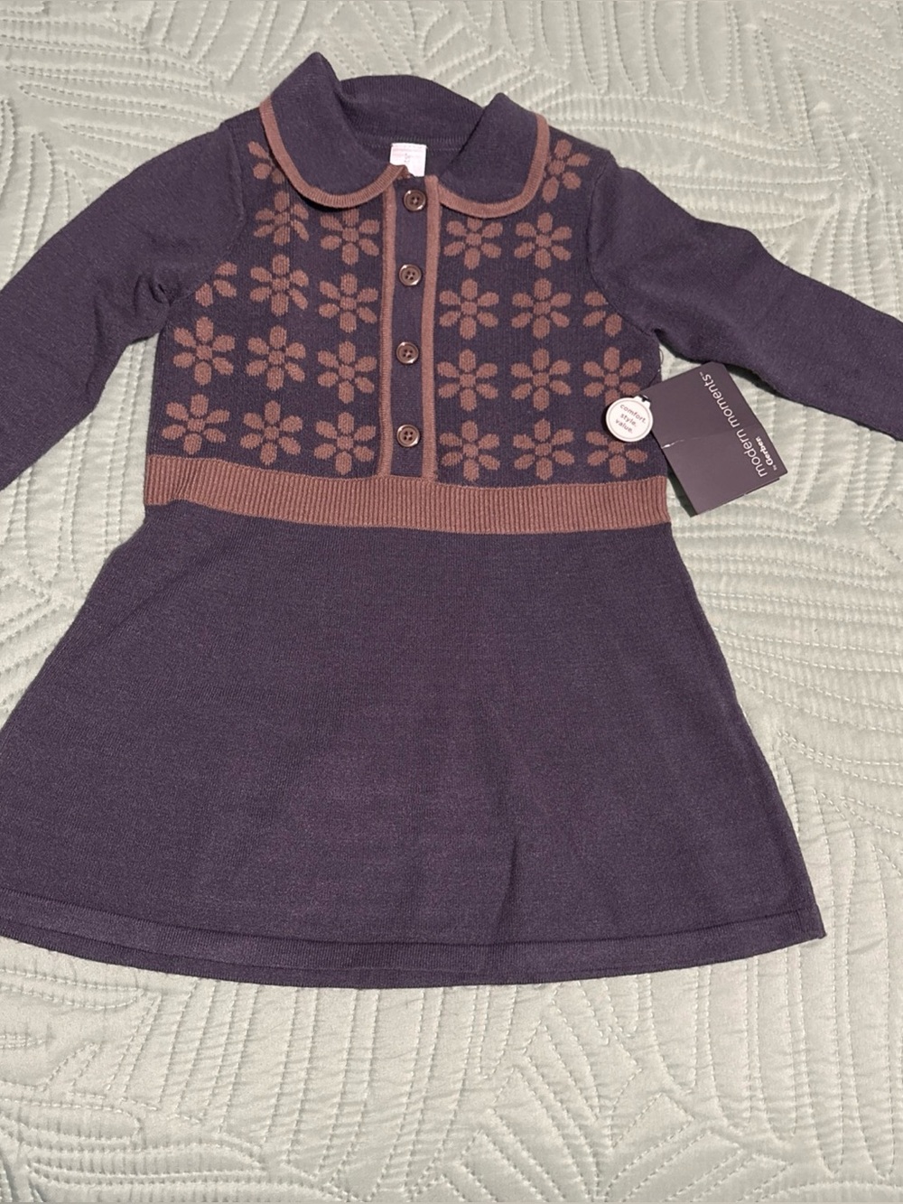 Modern Moments By Gerber Toddler Girl’s Navy And Brown Sweater Dress! NWT! 2T